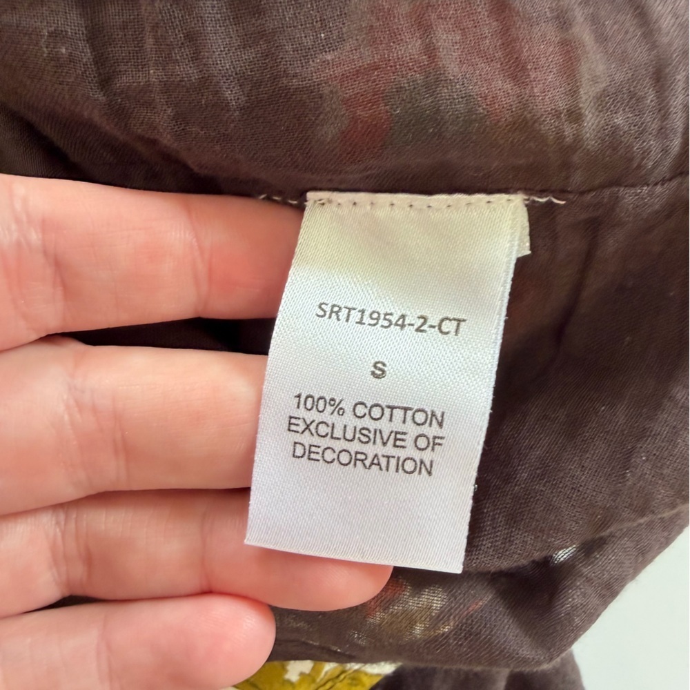 THML Evereve Dress Womens Small Indian Cotton Brown Block Print Shift Mini - Picture 5 of 8